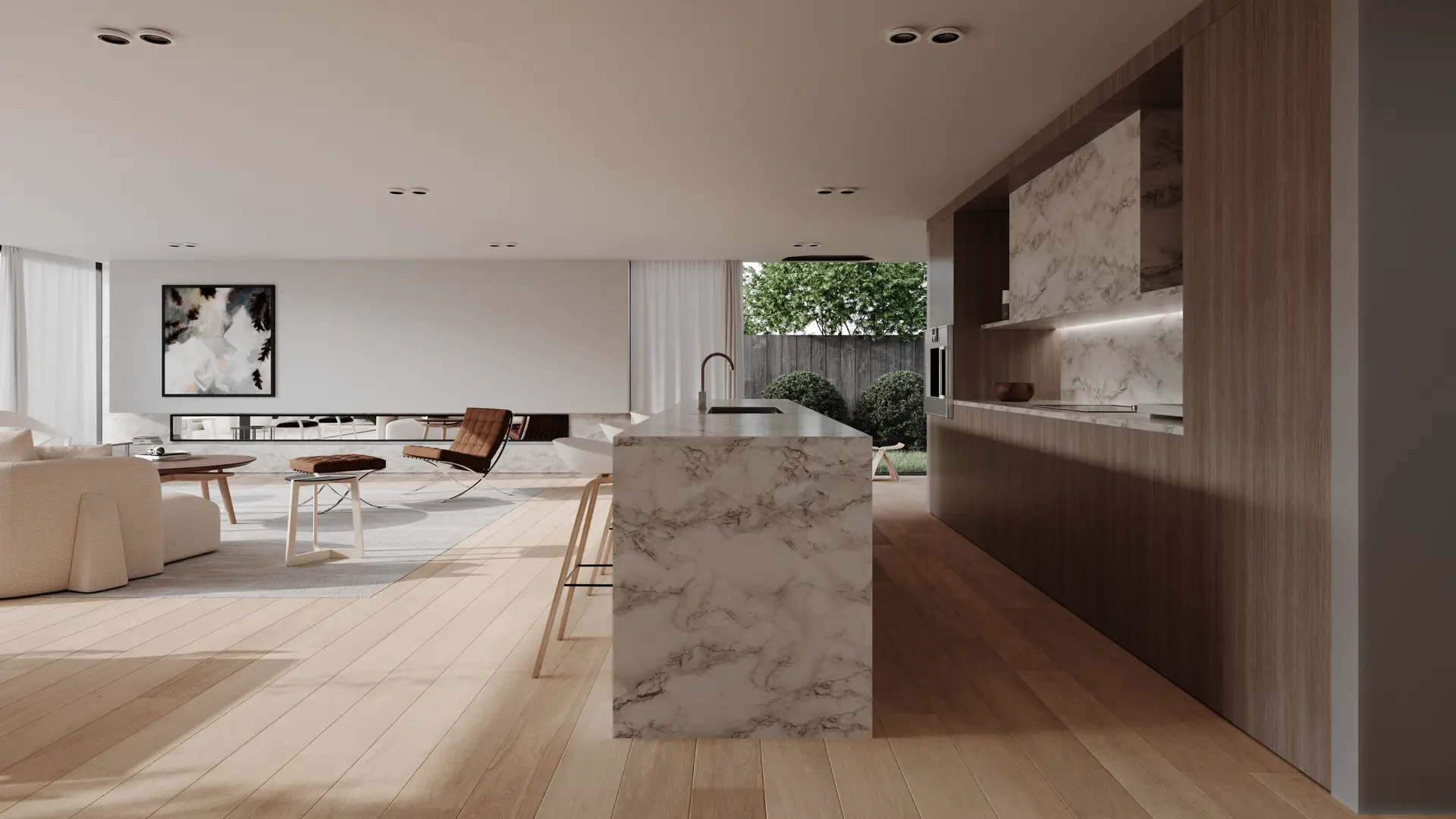 Coastal Calm Retreat kitchen with marble details