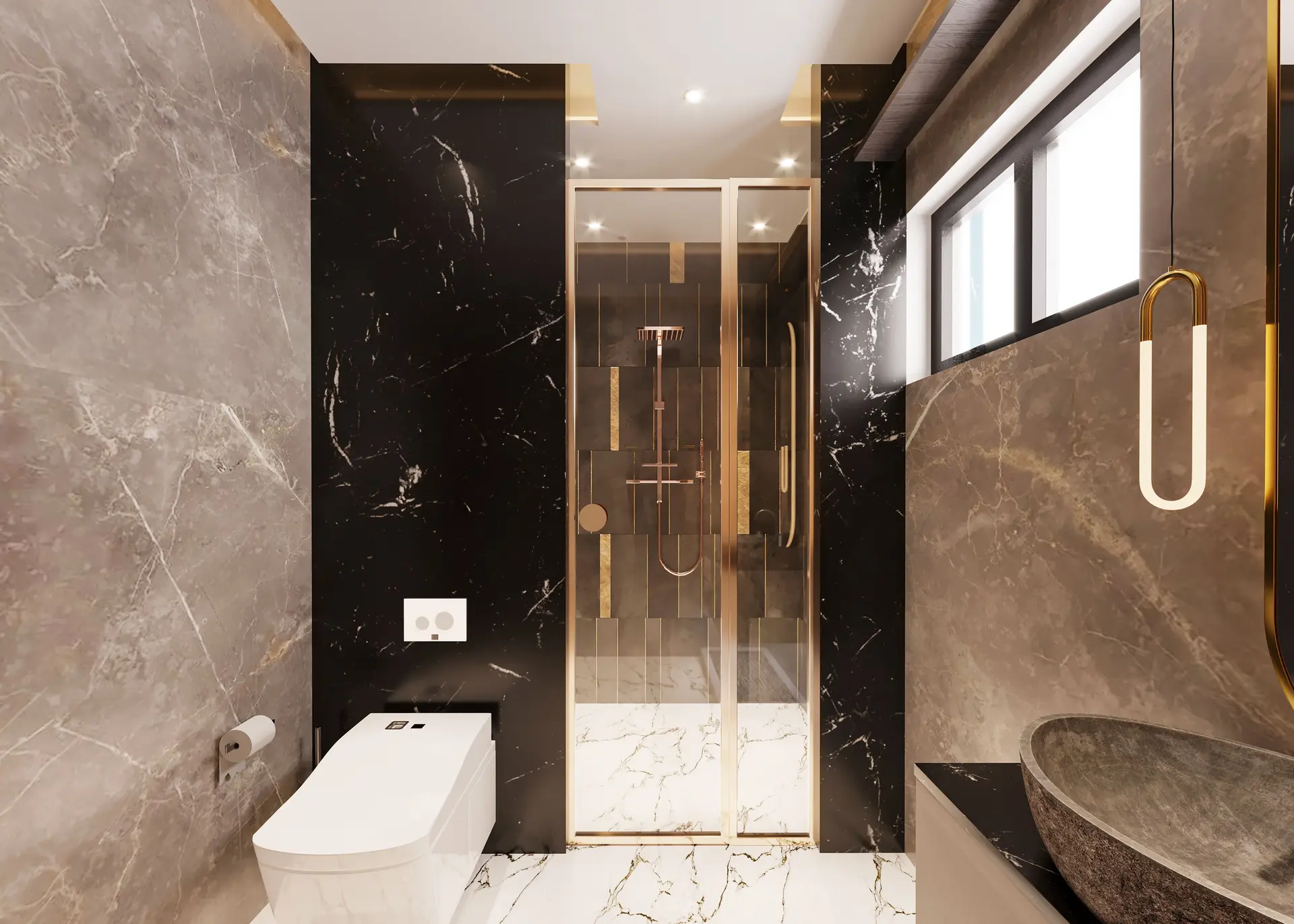 Elegant marble bathroom fixtures
