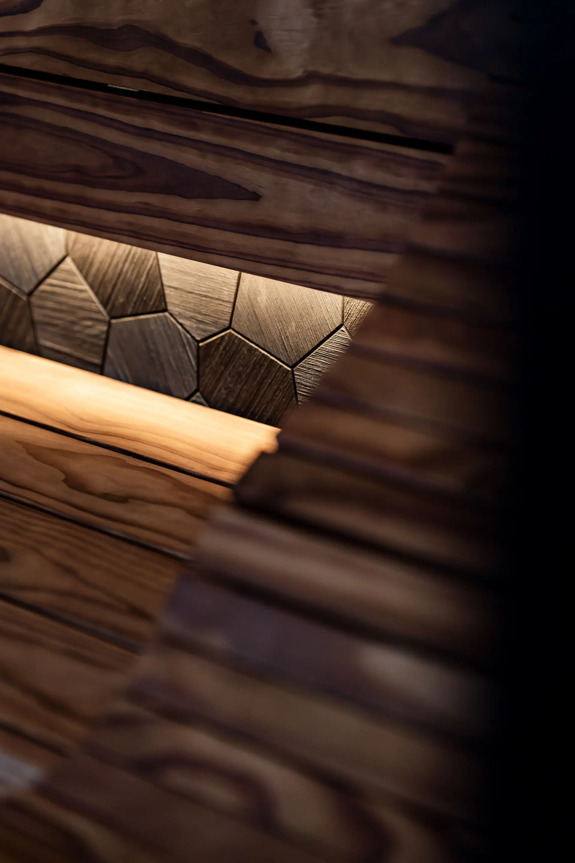 Intricate wooden design in a modern interior