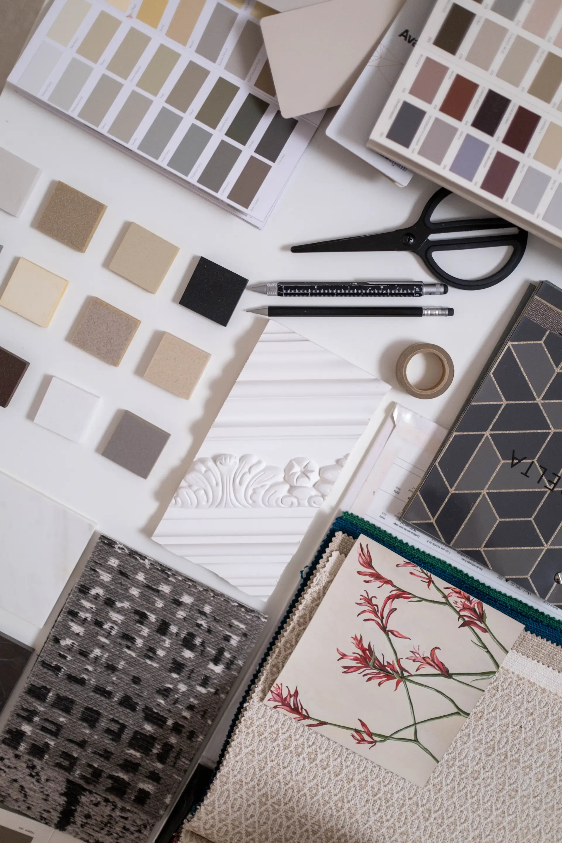 Interior design material swatches